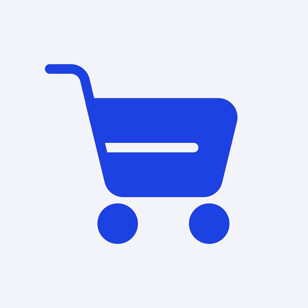 Shopping cart blue icon vector for social media app flat style