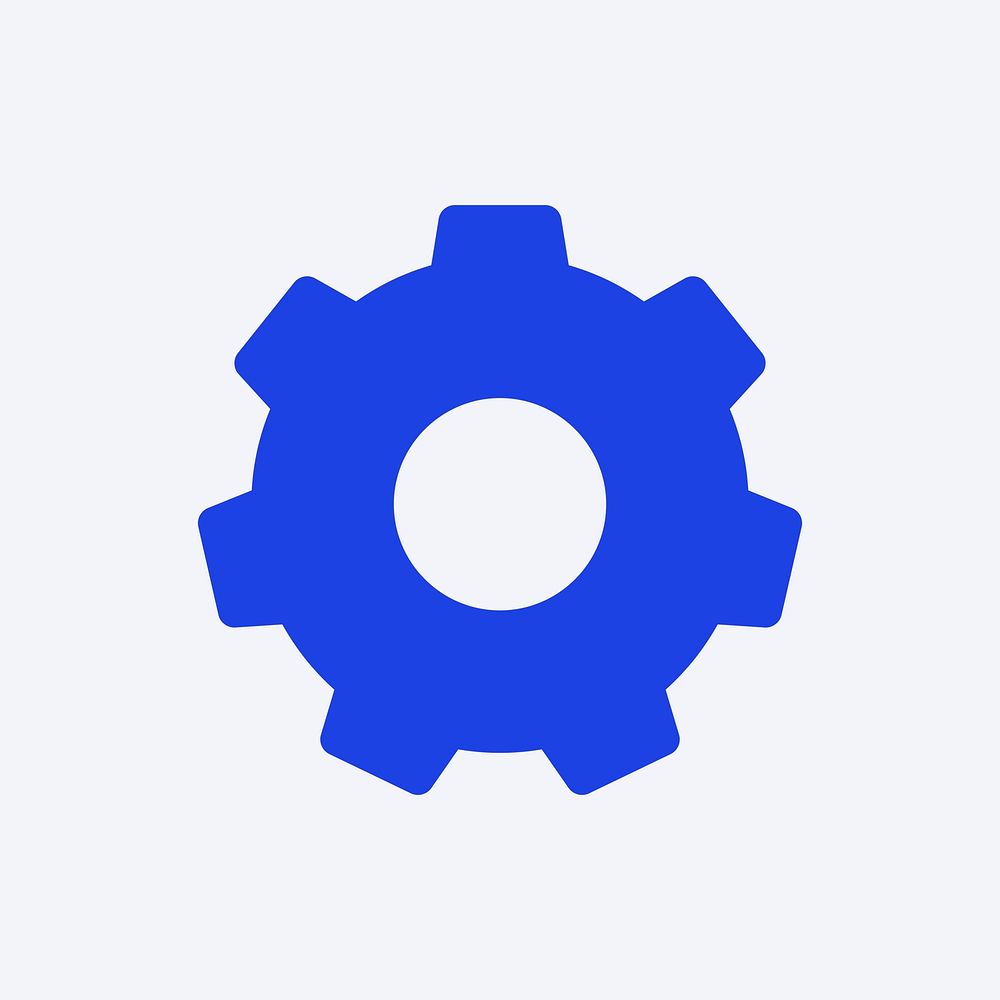 Gear setting blue icon vector for social media app flat style