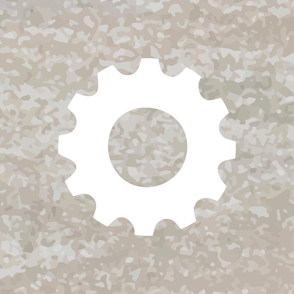 Gear setting white icon vector for mobile app in aesthetic textured style