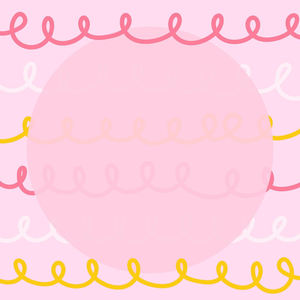 Pink doodle frame psd in cute pastel pattern