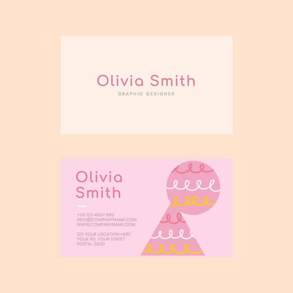Editable name card template vector in soft pink color pattern