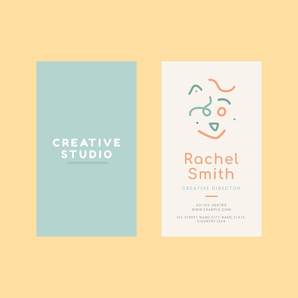 Editable name card template vector in memphis style pattern