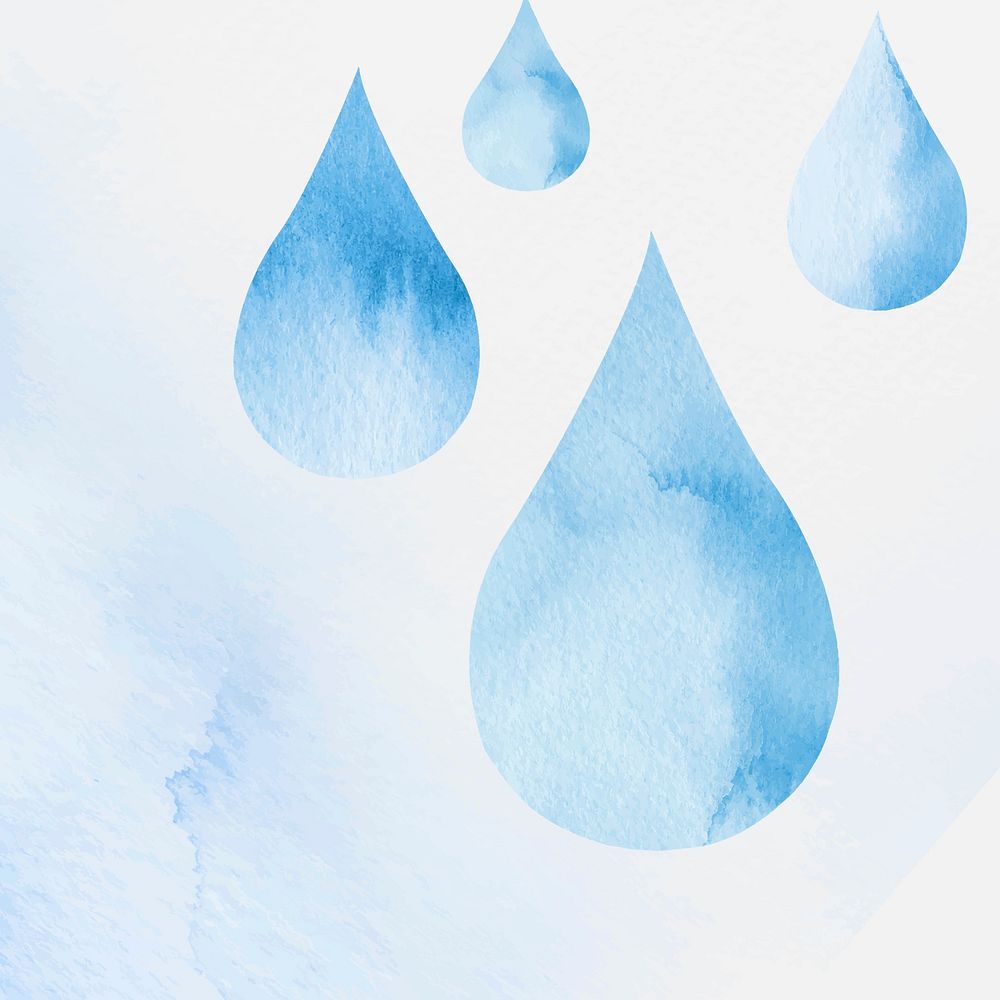 Water drop vector blue background watercolor illustration