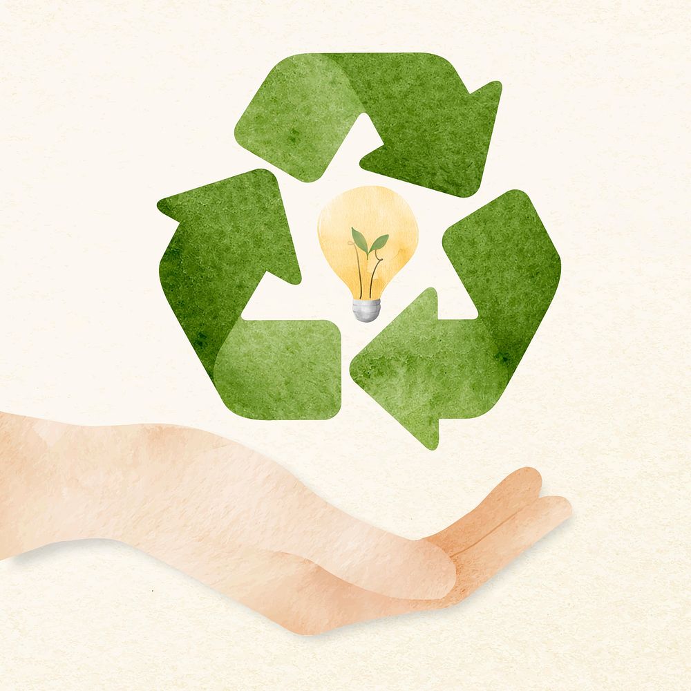 Hand supporting recycle idea vector design element