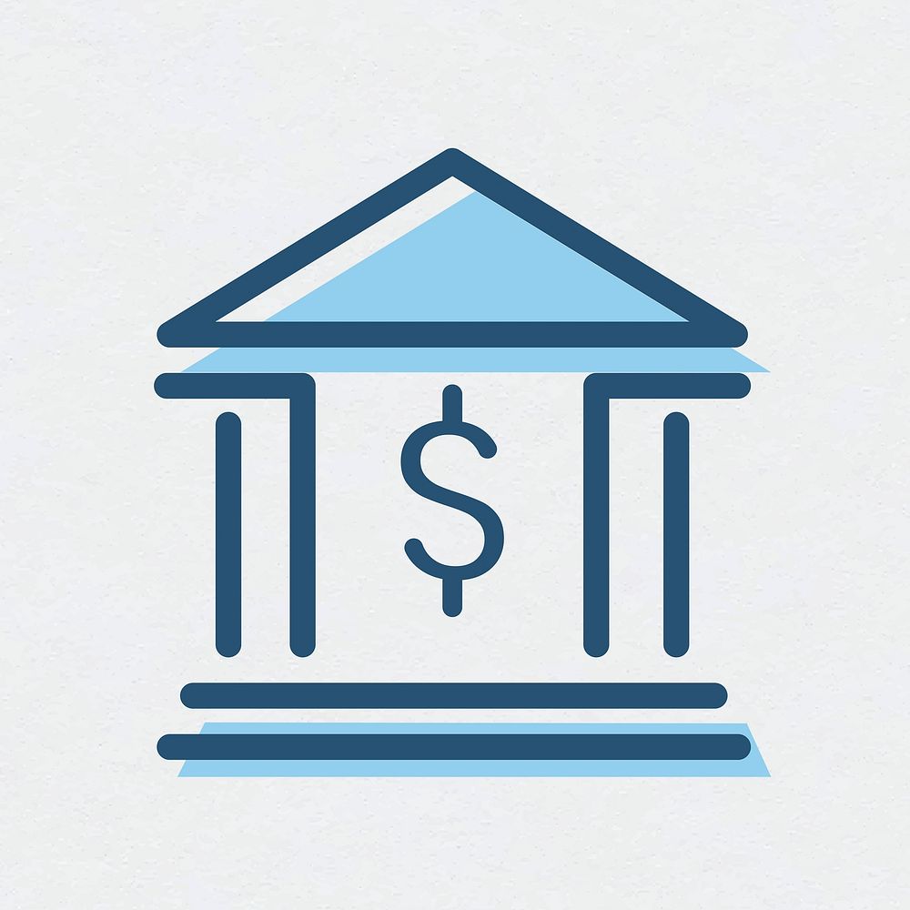 Bank outline icon vector financial symbol