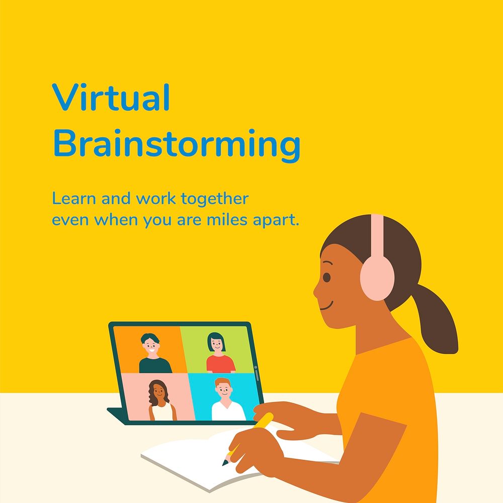 Virtual brainstorming editable template vector social media post