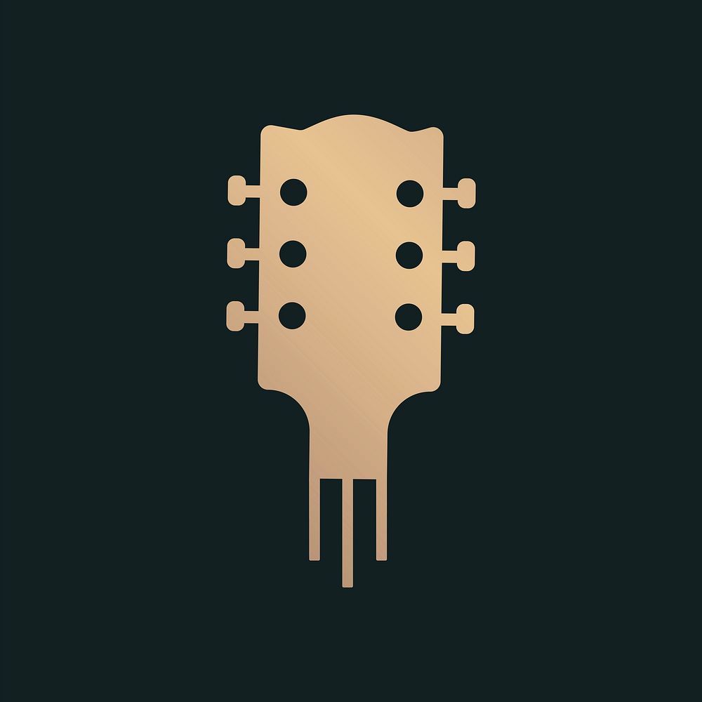 Guitar icon vector flat design in black and gold