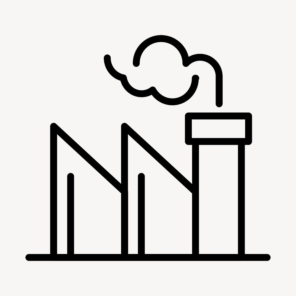 Coal plant emission icon psd air pollution campaign in simple line