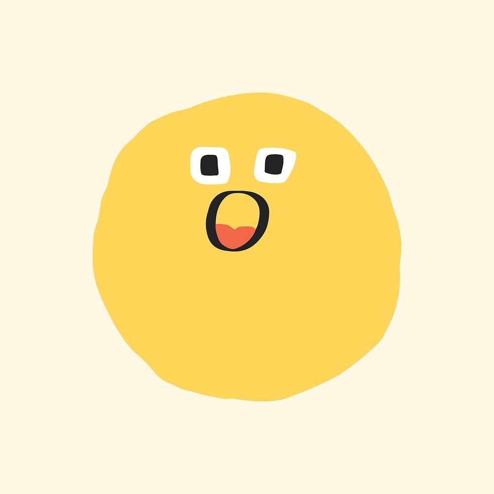 Shocked face sticker vector cute doodle emoji icon