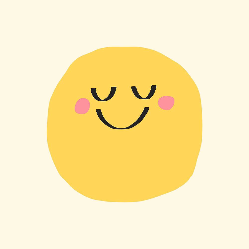 Blushed face sticker vector cute doodle icon