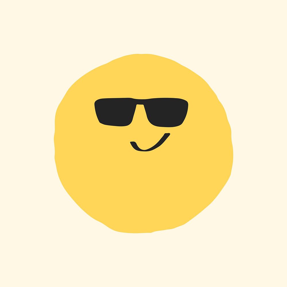Cool face sticker vector cute doodle emoji icon