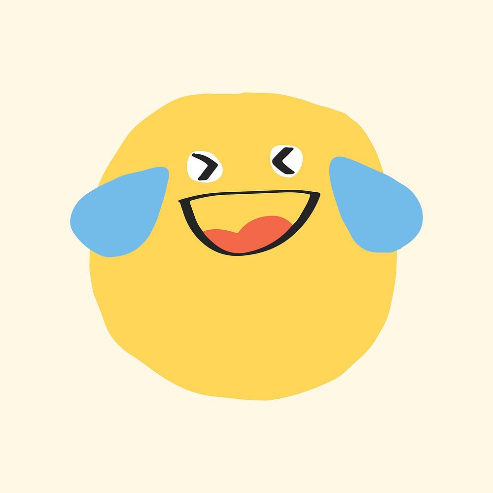 Tear of joy sticker vector cute doodle emoticon icon
