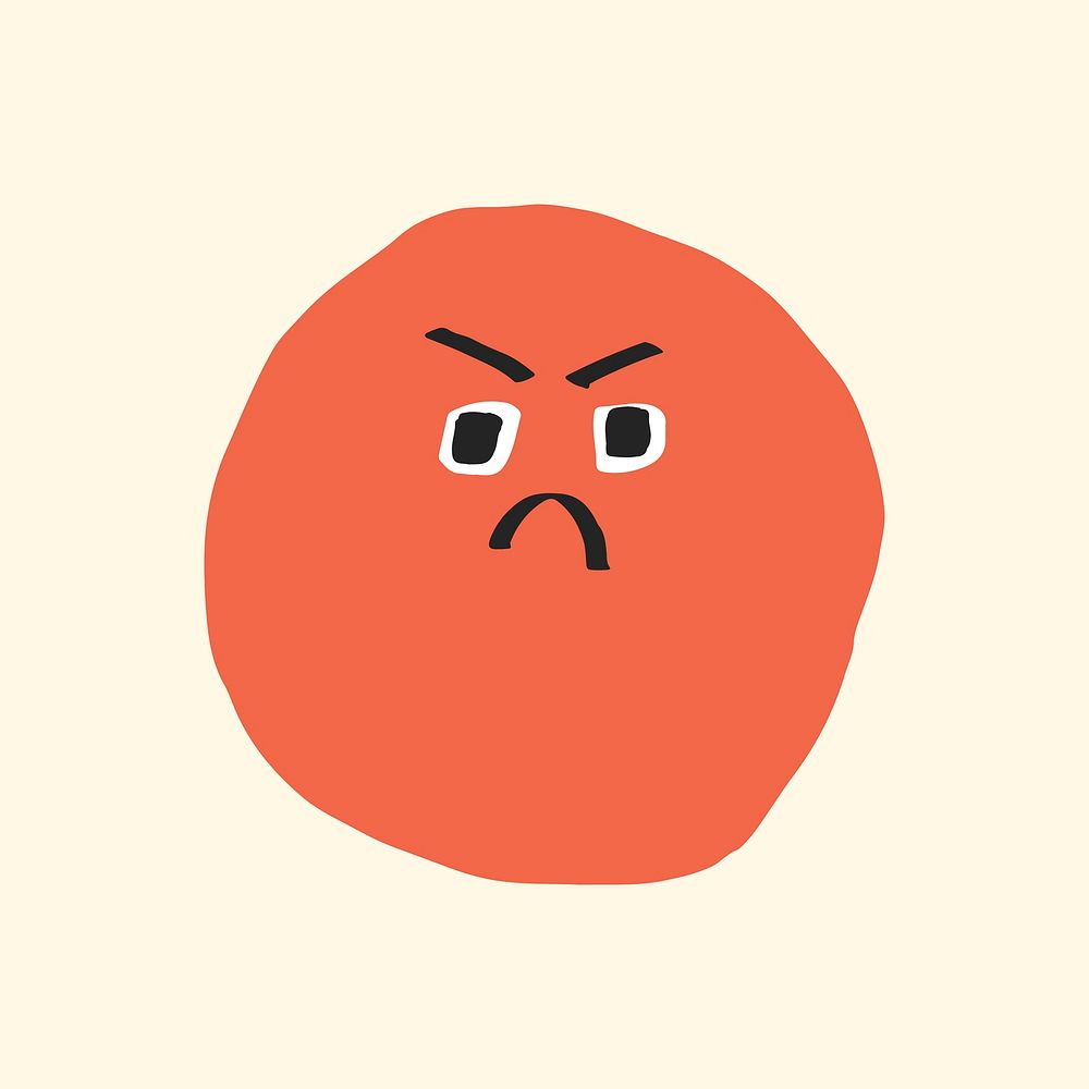 Angry face sticker vector cute doodle emoji icon