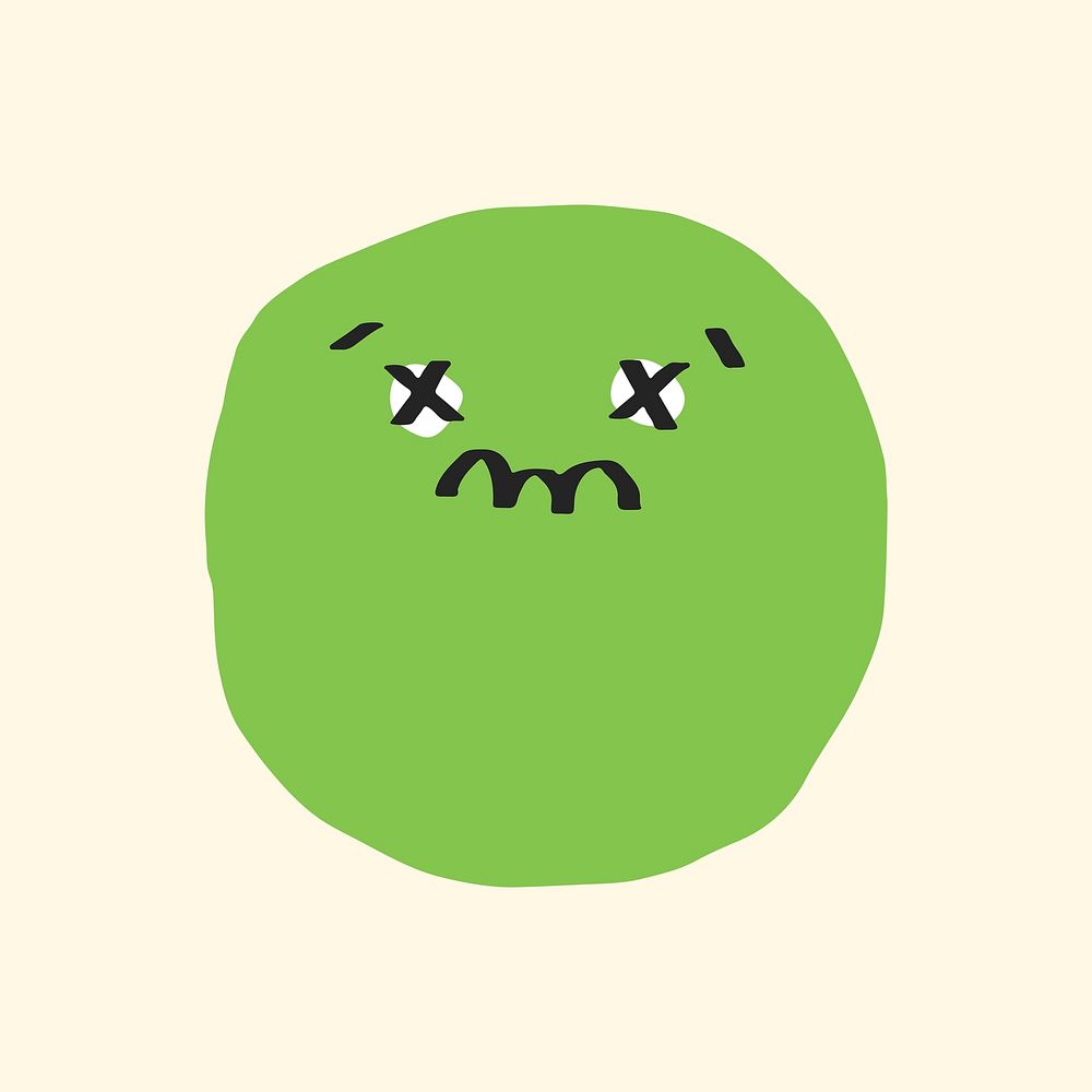 Confused face sticker vector cute doodle emoticon