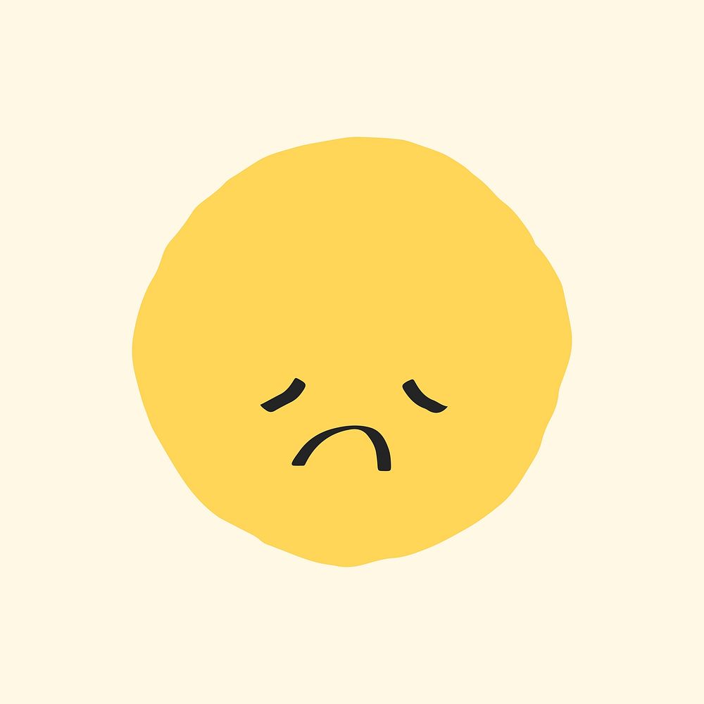 Disappointed face sticker vector cute doodle emoticon