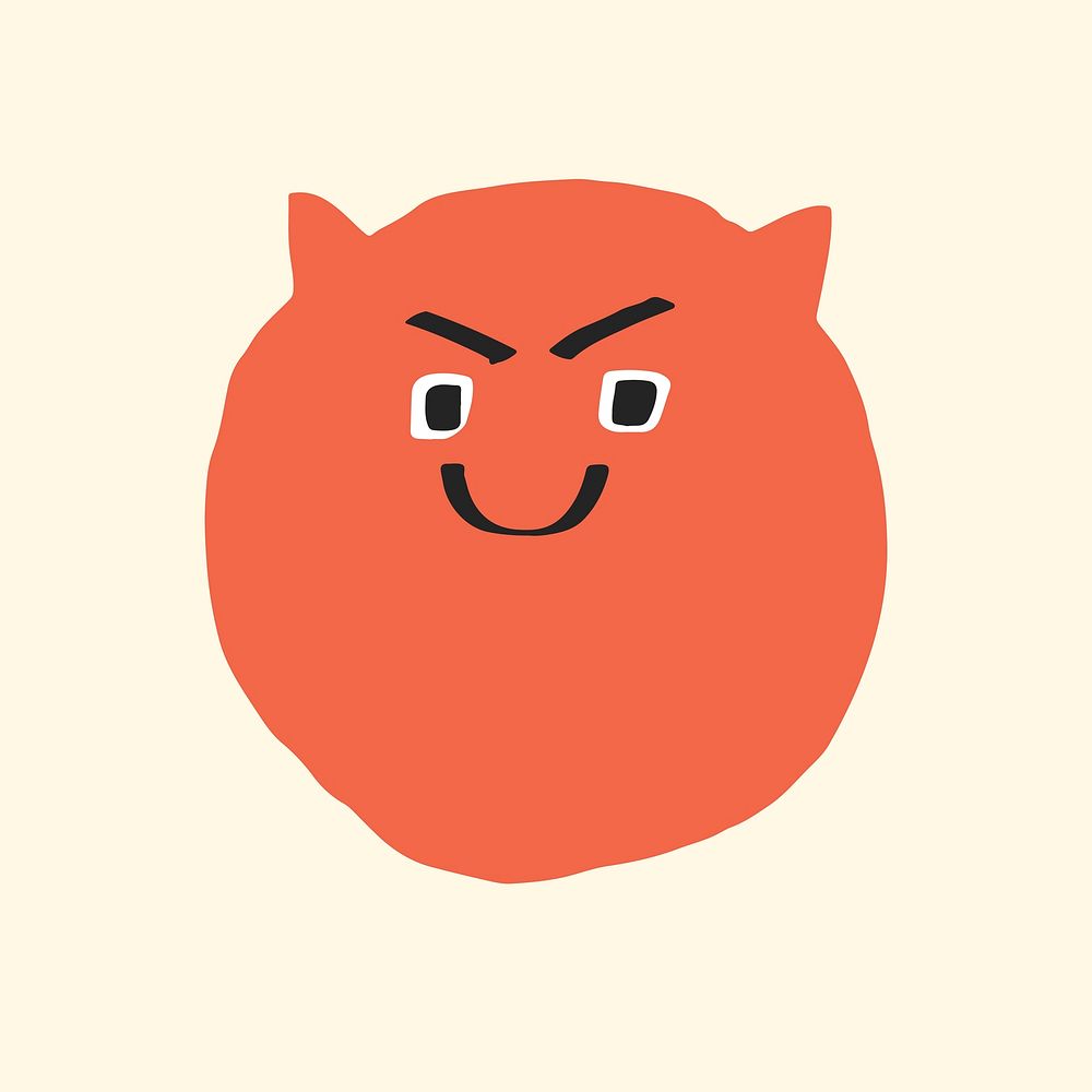 Devil face sticker vector doodle emoji icon