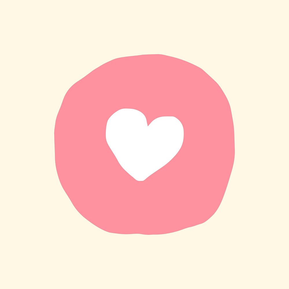 Heart button sticker vector cute doodle emoticon