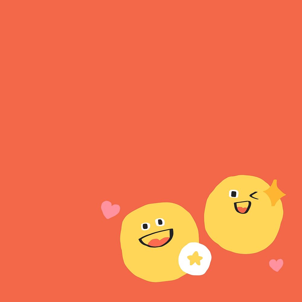 Cute background vector of doodle emojis on red