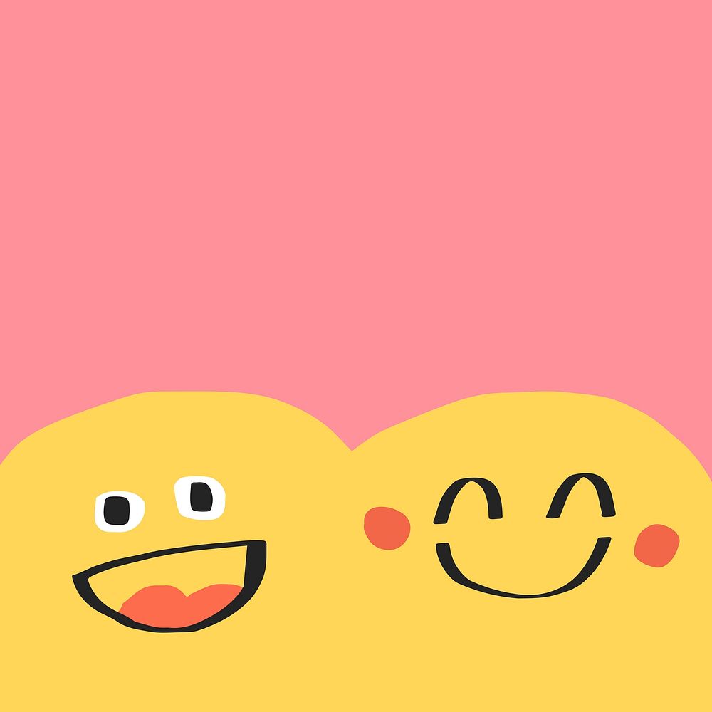 Background of two big cute emojis on pink