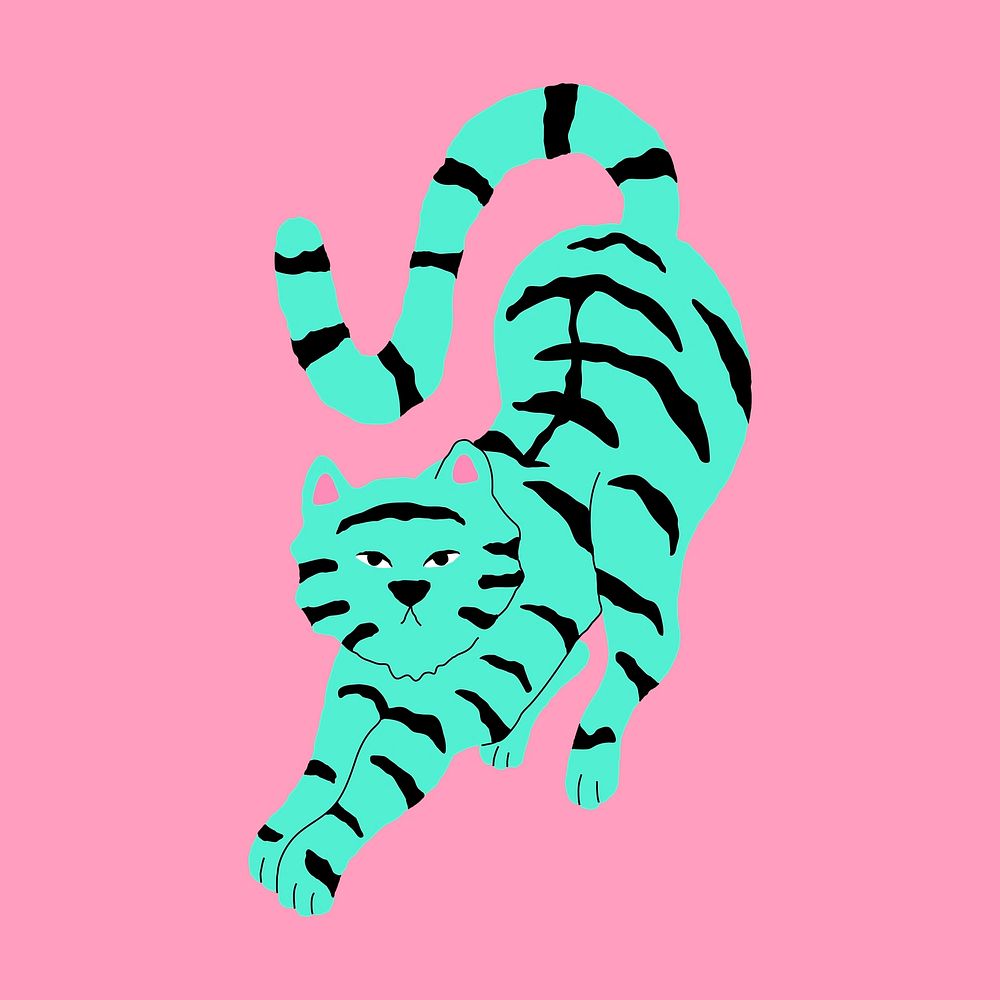 Abstract green tiger element vector animal illustration