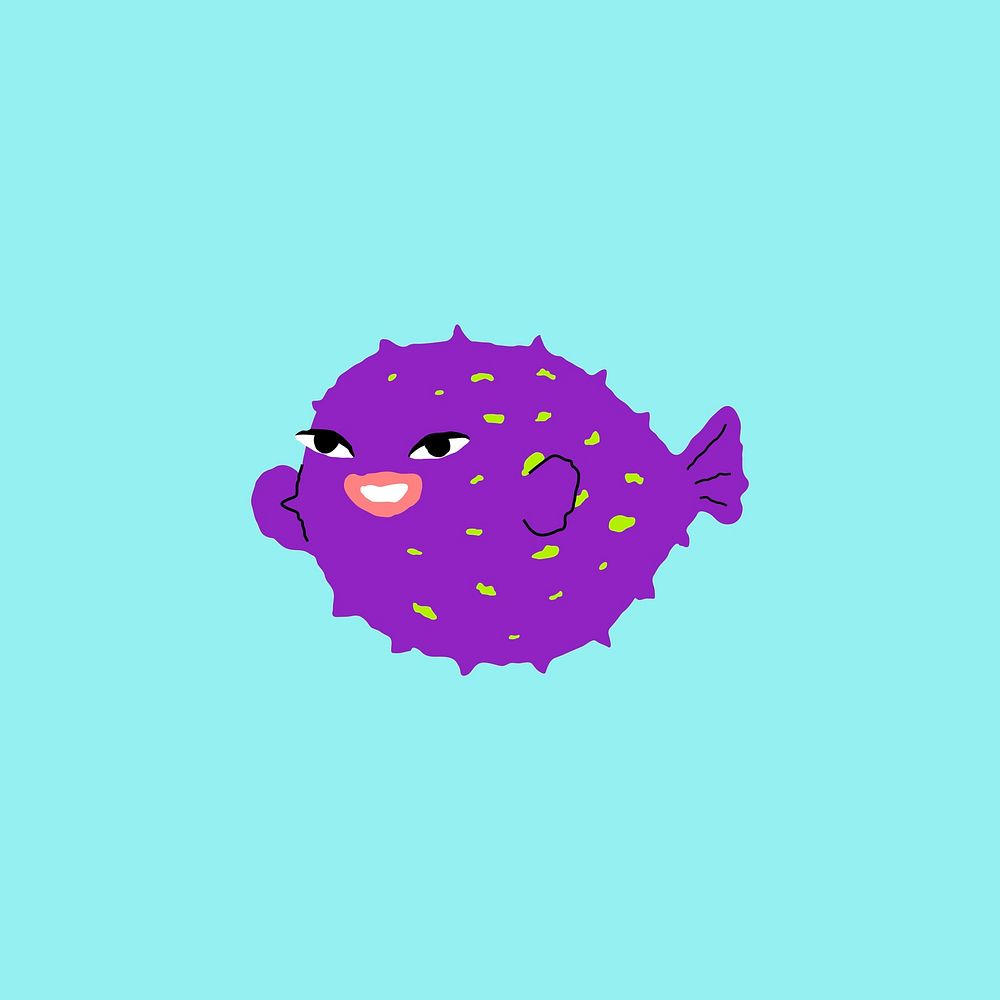 Cute purple fish vector design element