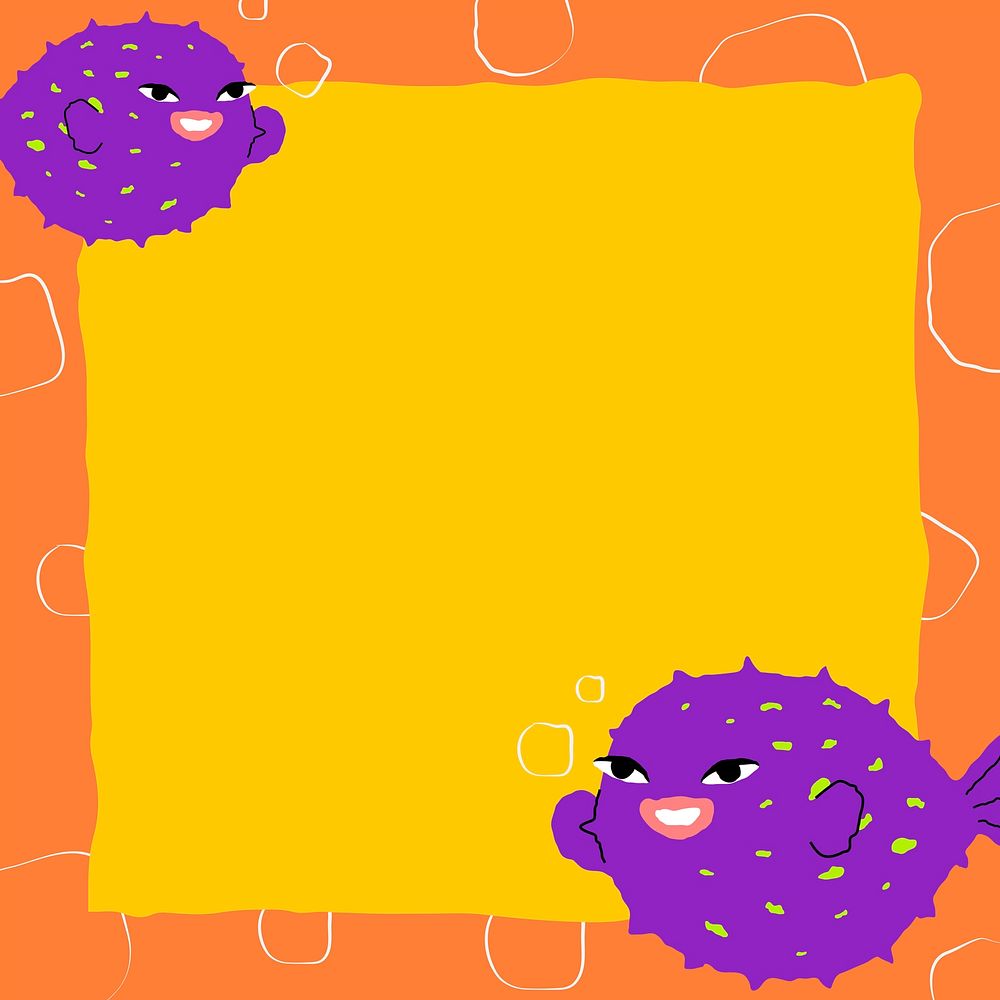 Fish frame vector cute and colorful animal illustration