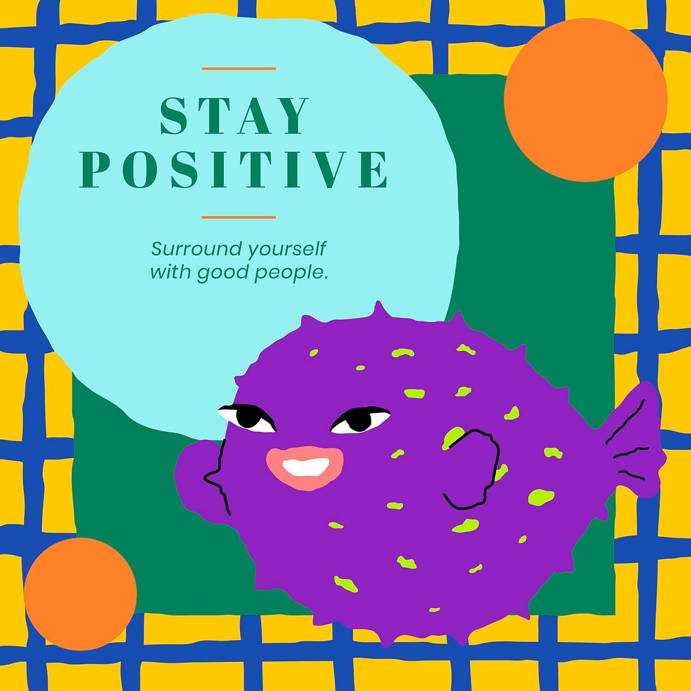 Purple fish editable template vector stay positive