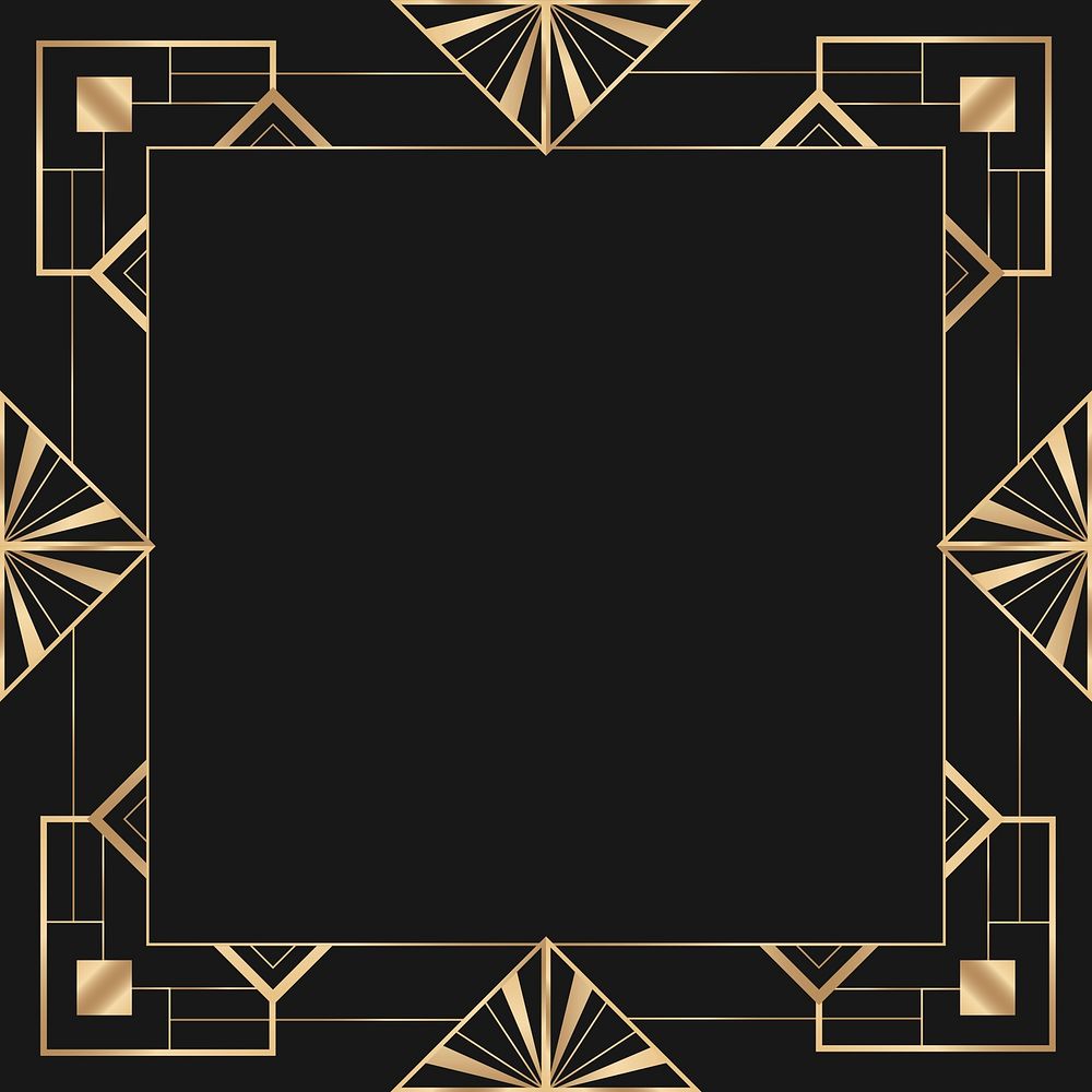 Art deco vector frame with triangle pattern on dark background