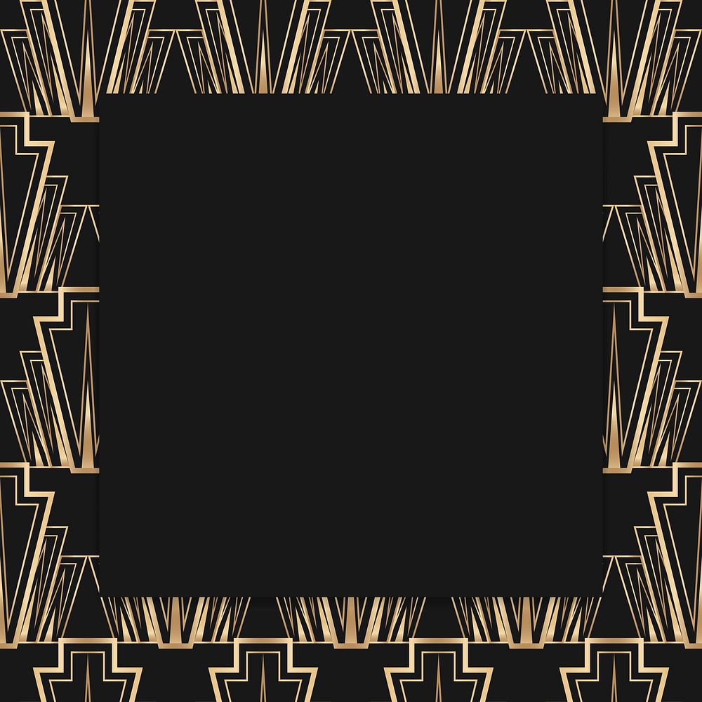 Art deco vector frame with diamond pattern on dark background
