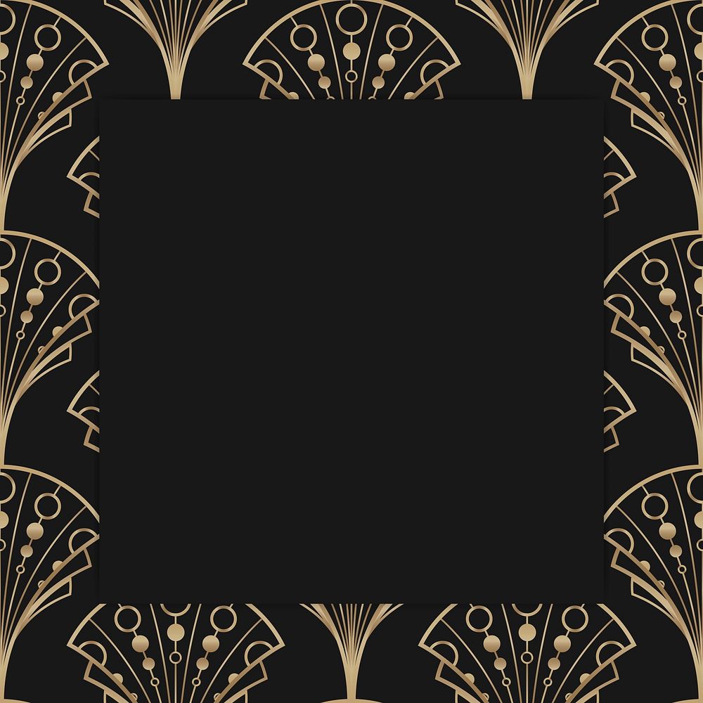 Art deco vector frame with palmette pattern on dark background
