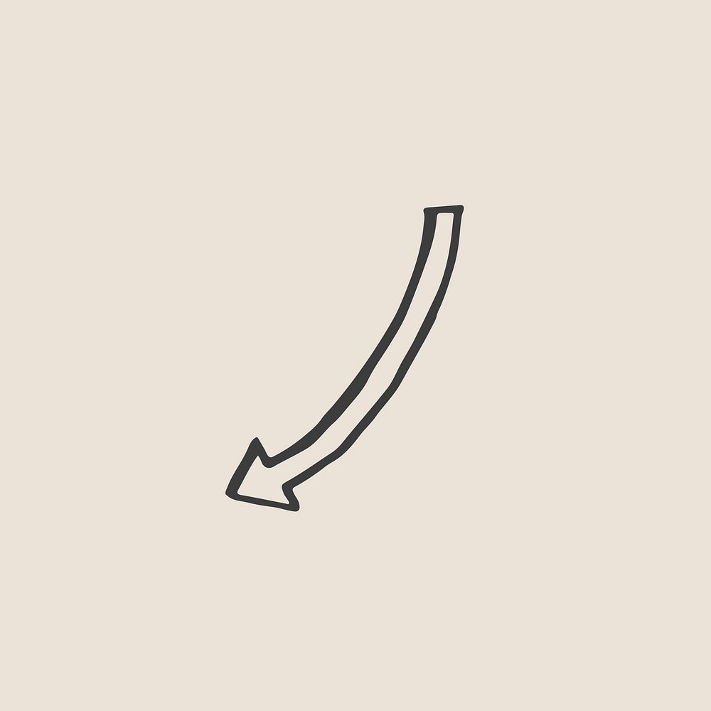 Doodle arrow vector curved down