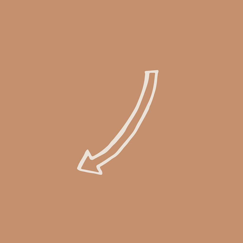 Doodle arrow vector curved down