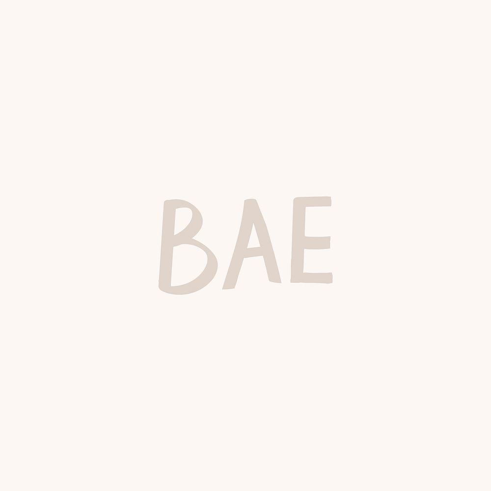 Doodle bae text vector in gray font