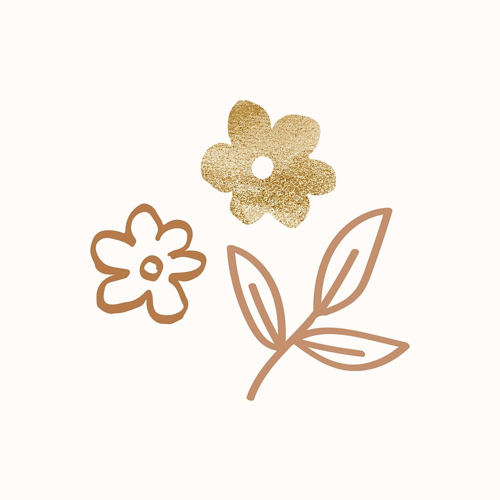 Doodle flower in gold vector