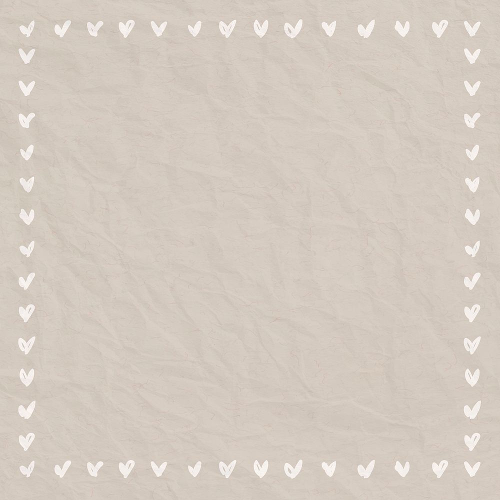 Heart frame psd doodle style on crumpled paper background