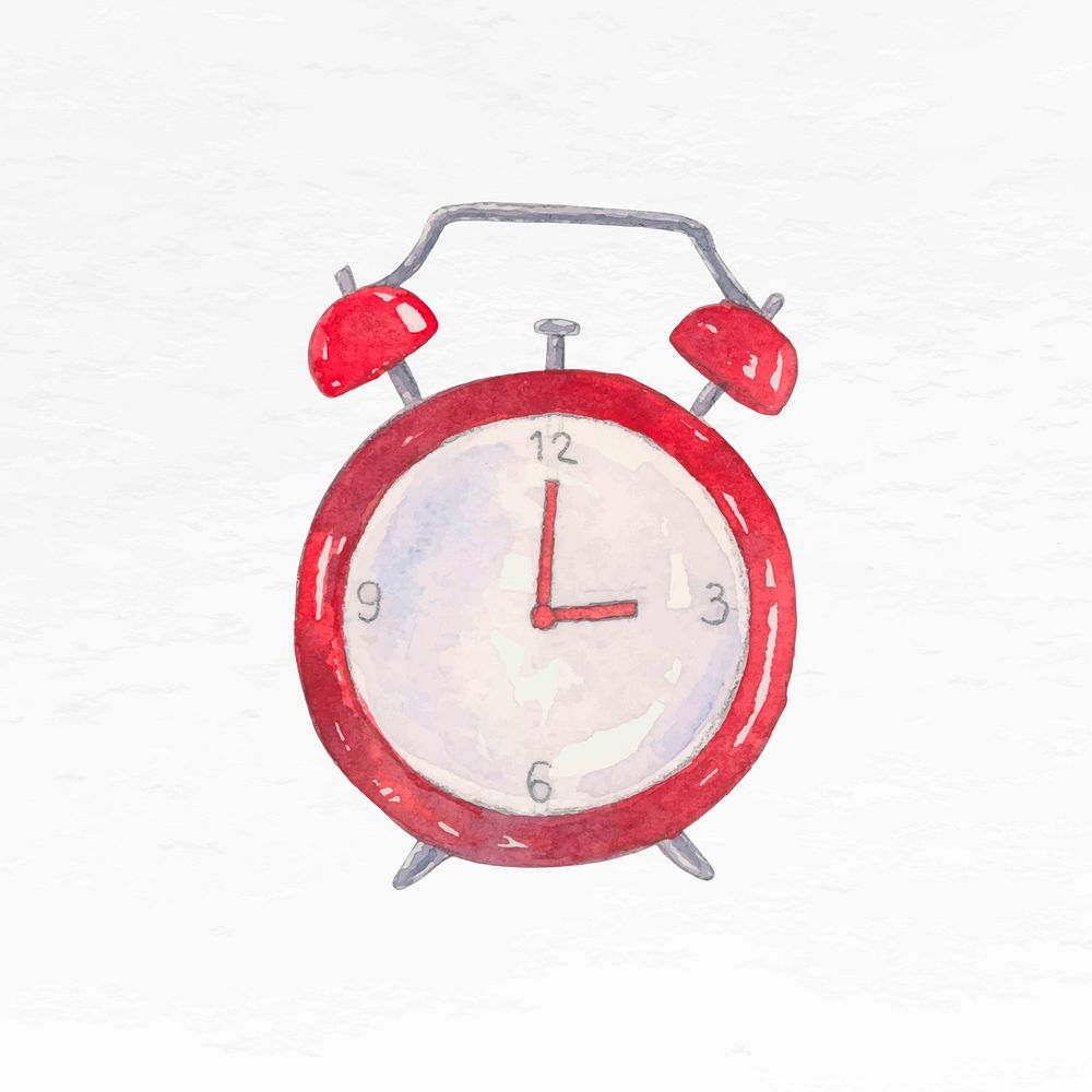 Alarm clock watercolor vector education graphic