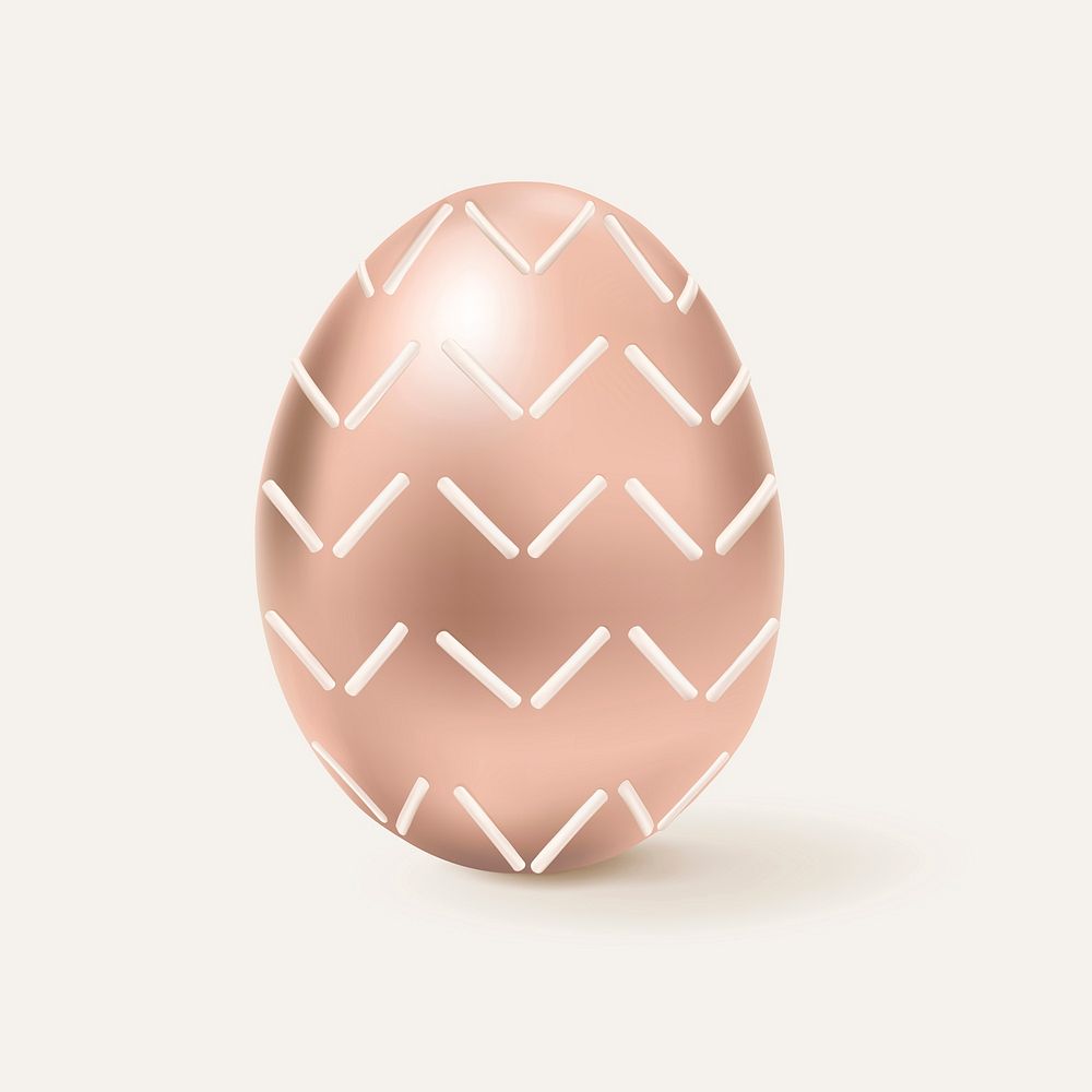3D easter egg vector rose gold with zig zag pattern