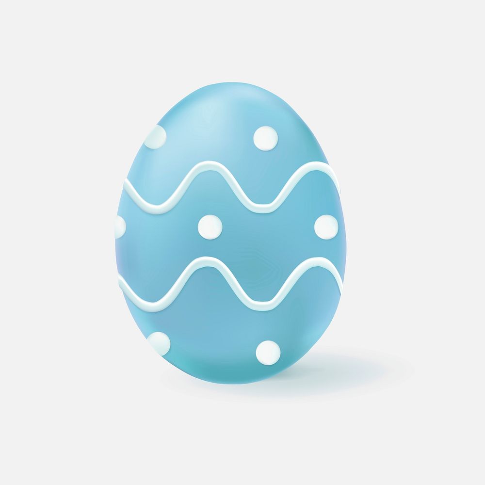 3D easter egg vector blue with zig polka dot pattern