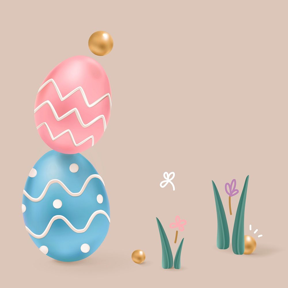 Easter festival brown background vector with 3D colorful eggs
