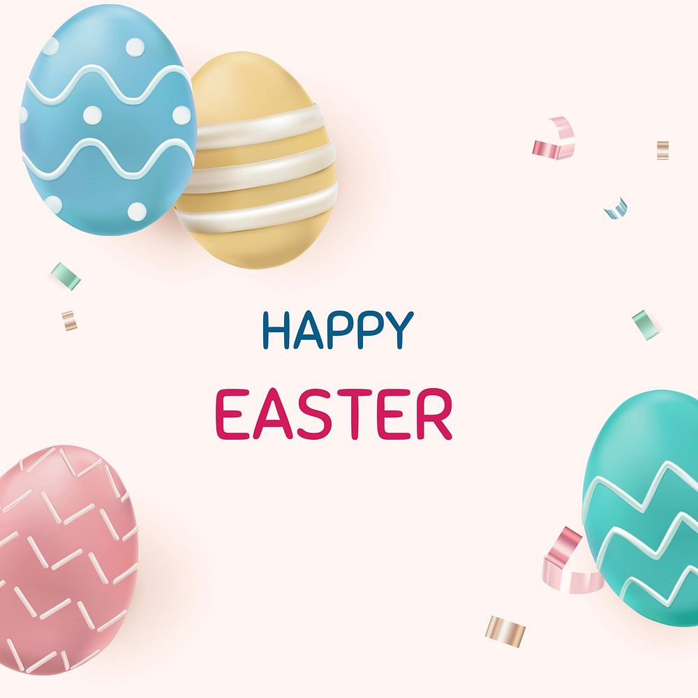 Happy Easter editable template vector colorful eggs festival celebration greeting social media post