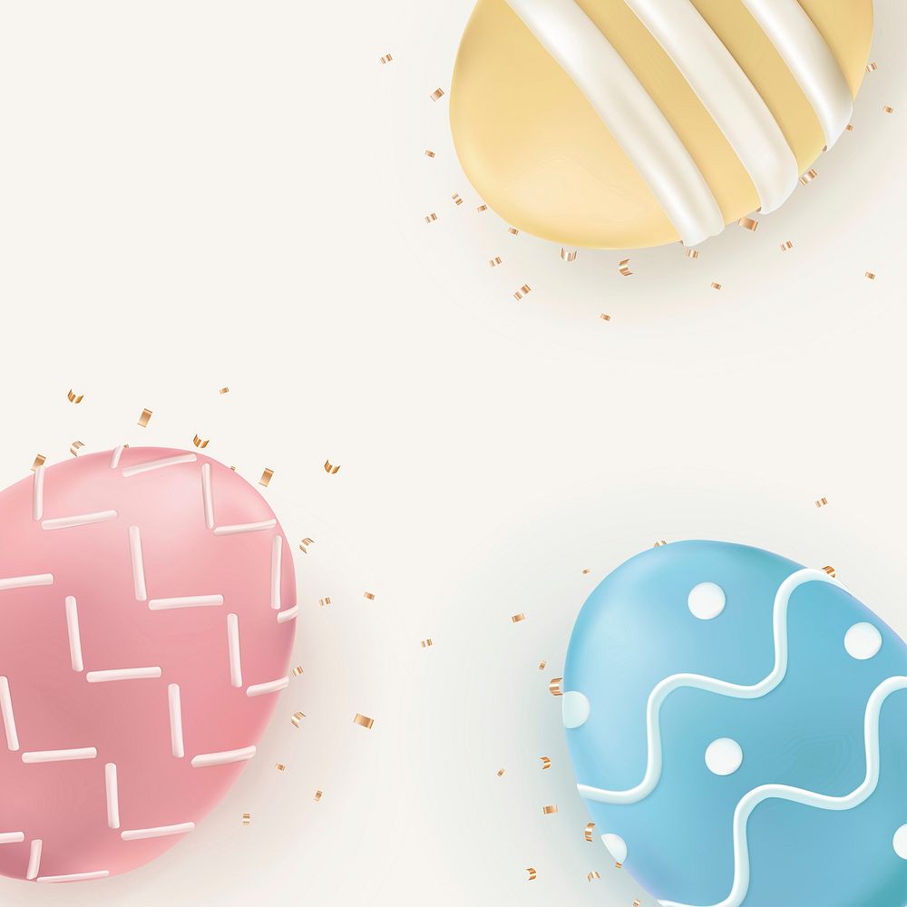 Easter eggs 3D border vector in colorful pastel on beige celebration background