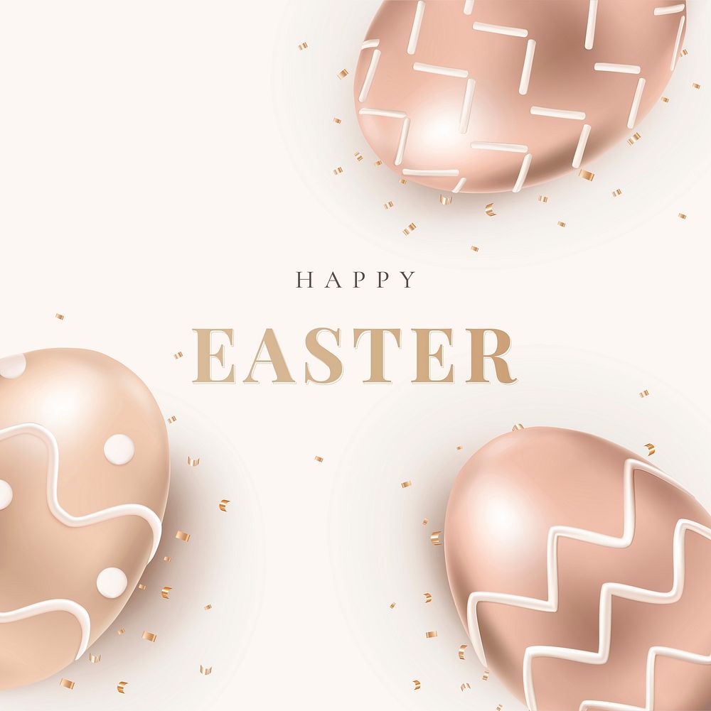 Happy Easter editable template vector with eggs and greetings holidays celebration social media post