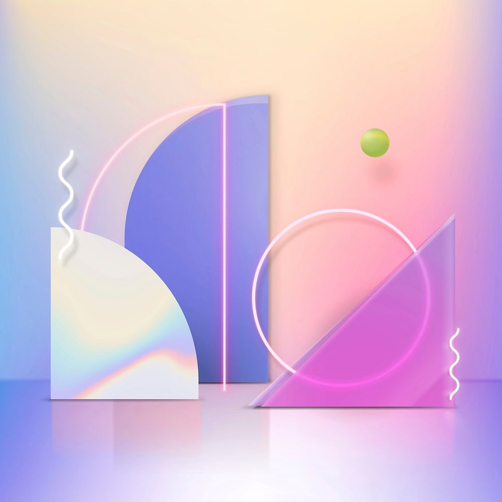 3D holographic product display vector with neon rings