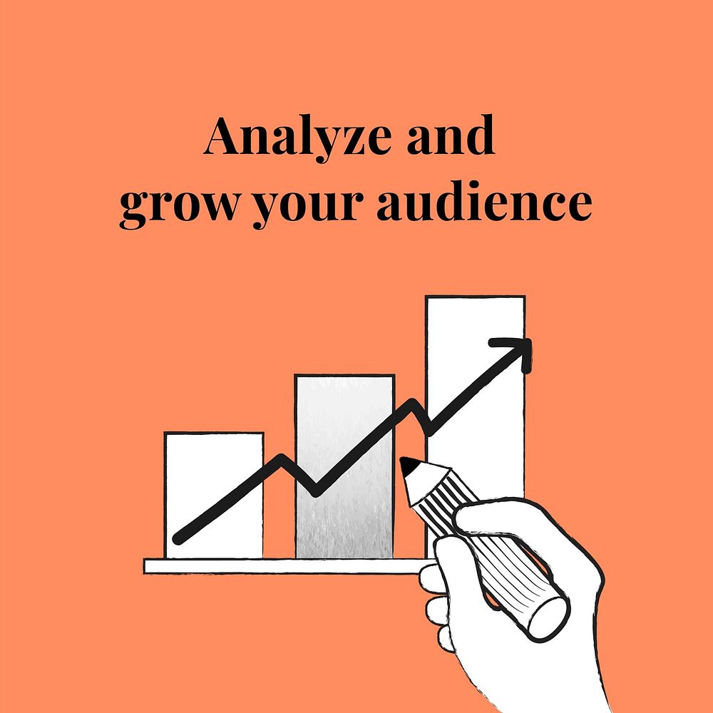 Editable bar chart template vector business growth strategy quote doodle illustration