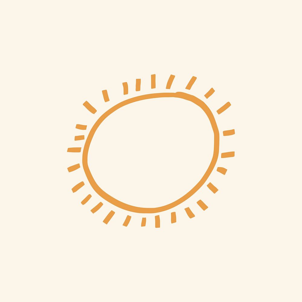 Summer sun vector doodle cute graphic in orange