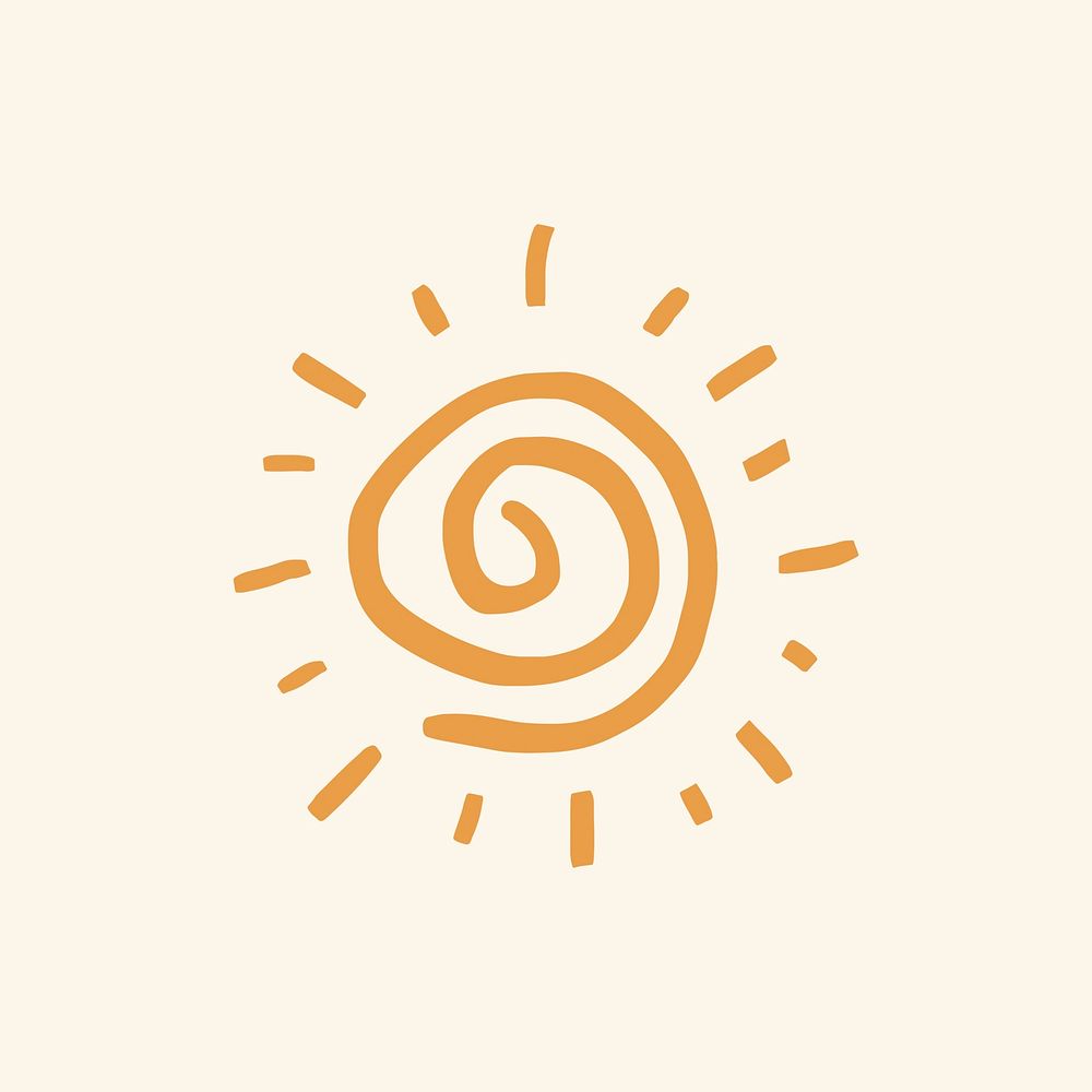 Summer sun vector doodle cute graphic in orange