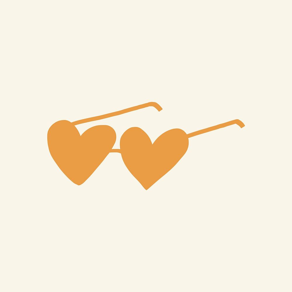 Sunglasses psd sticker summer vacation doodle in orange