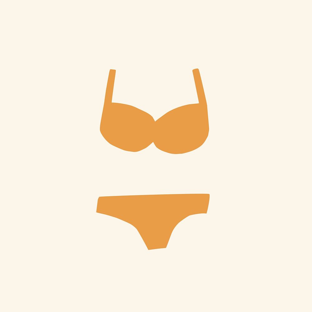 Bikini vector sticker summer vacation doodle in orange
