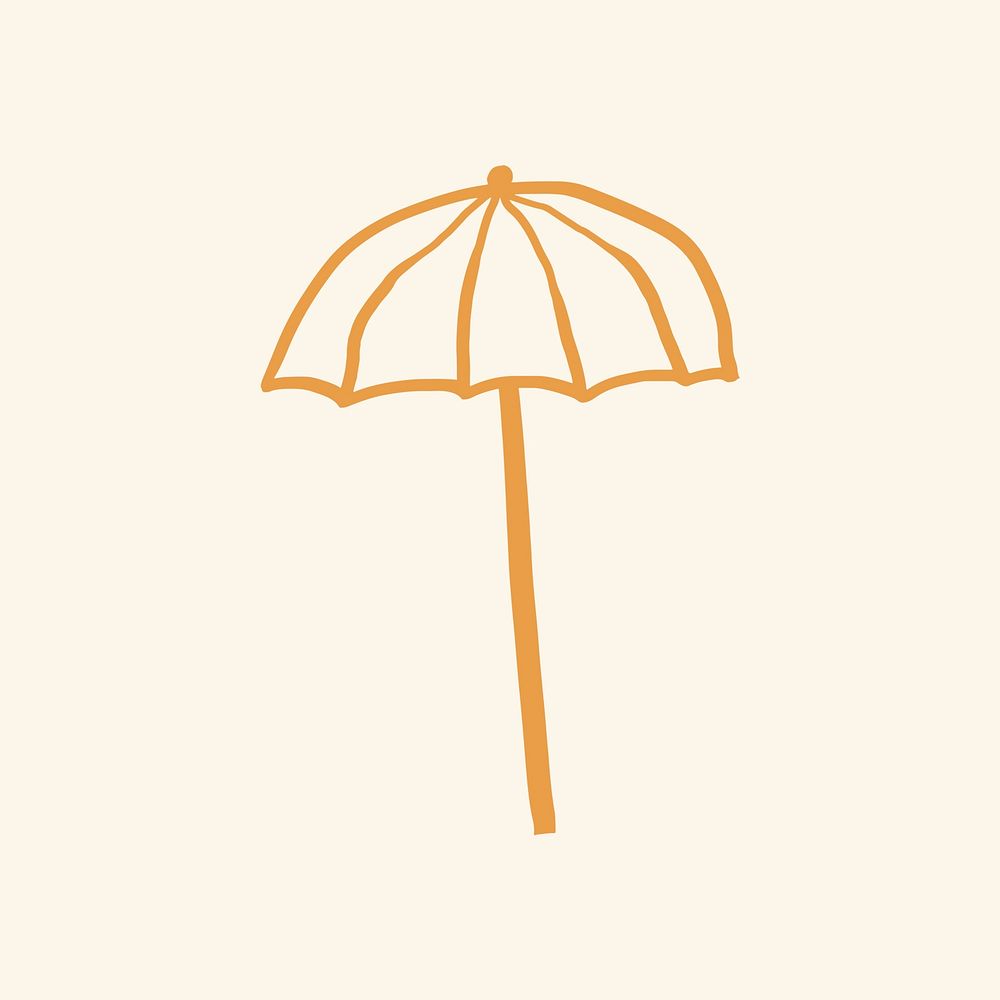 Umbrella vector sticker summer vacation doodle in orange