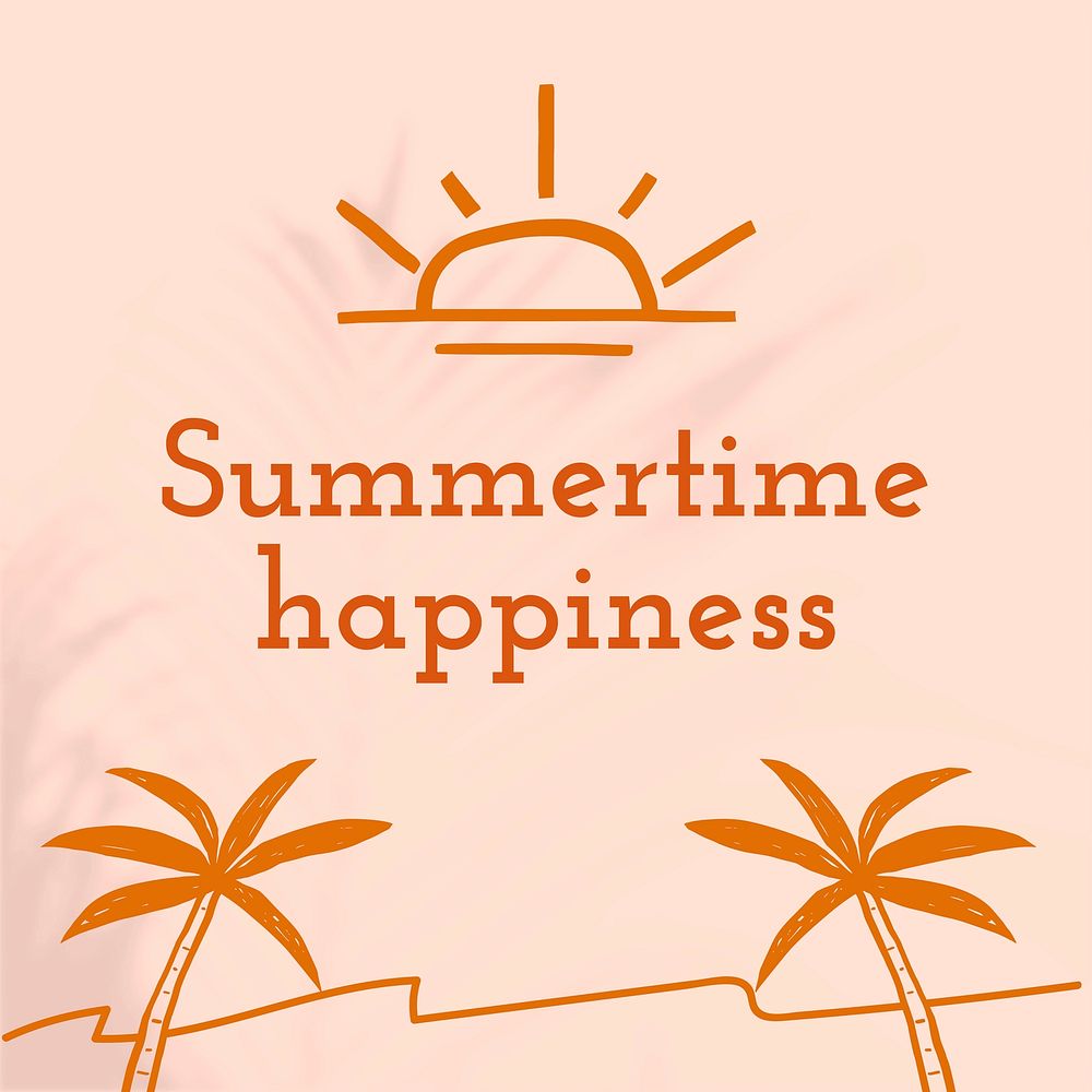 Summertime happiness editable template vector social media post